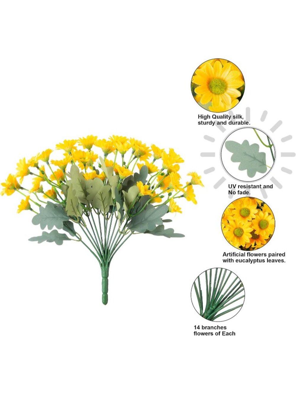 New Daisy Artificial Flowers for Outdoors Fall Autumn Decoration - Picture 6 of 6
